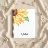 Sunflower Spiral Notebook – Minimal Watercolor Notizblock