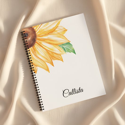 Sunflower Spiral Notebook – Minimal Watercolor Notizblock
