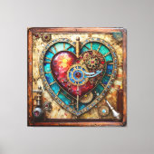Sunflower Stained Glass Heart Steampunk Series Leinwanddruck (Vorderseite)