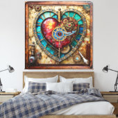 Sunflower Stained Glass Heart Steampunk Series Leinwanddruck (Insitu (Schlafzimmer))
