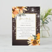 SUNFLOWER STARRY MASON JAR BRAUTPARTY EINLADEN DANKESKARTE (Stehend Vorderseite)