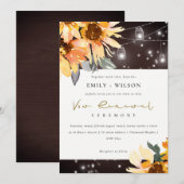 SUNFLOWER STARRY MASON JAR WOOD VOW RENEWITE EINLA DANKESKARTE (Vorne/Hinten)