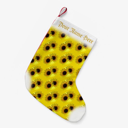 Sunflower Stocking Gold Christmas Stocking Custom Kleiner Weihnachtsstrumpf (Vorderansicht (hängend))