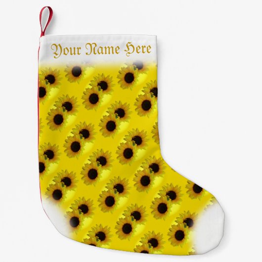 Sunflower Stocking Gold Christmas Stocking Custom Kleiner Weihnachtsstrumpf (Vorderseite)