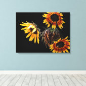 Sunflower Stretched Canvas Print Leinwanddruck (Insitu (Holzboden))
