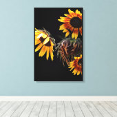 Sunflower Stretched Canvas Print Leinwanddruck (Insitu (Holzboden))