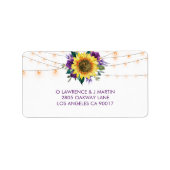 Sunflower String Light Lila Wedding RSVP-Adresse Adressaufkleber (Vorne)