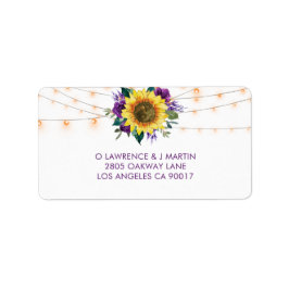 Sunflower String Light Lila Wedding RSVP-Adresse Adressaufkleber