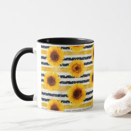 Sunflower Stripes Navy & Yellow  Tasse