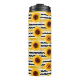 Sunflower Stripes Navy & Yellow  Thermosbecher