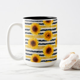 Sunflower Stripes Navy & Yellow  Zweifarbige Tasse