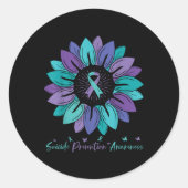 Sunflower Suicide Prevention Awareness Month Runder Aufkleber (Vorderseite)
