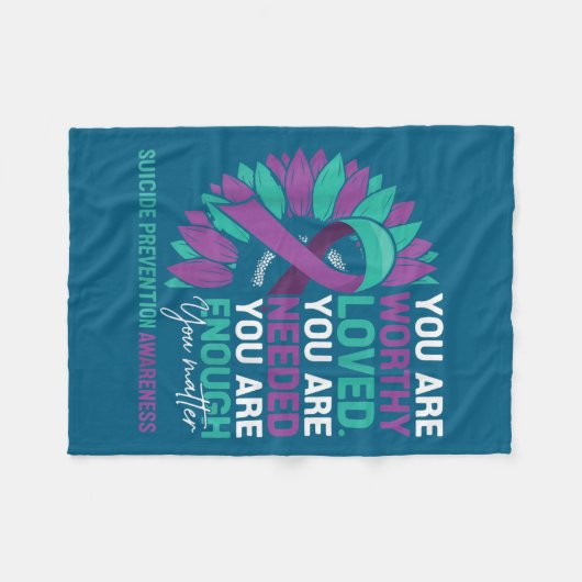 Sunflower Suicide Prevention Awareness Motivationa Fleecedecke (Vorderseite (Horizontal))