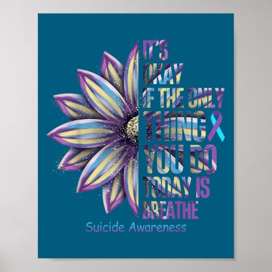 Sunflower Suicide Prevention Awareness Week Teal P Poster (Vorne)