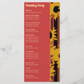 Sunflower Summer Gold Red Wedding  Programm (Rückseite)