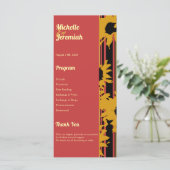Sunflower Summer Gold Red Wedding  Programm (Stehend Vorderseite)