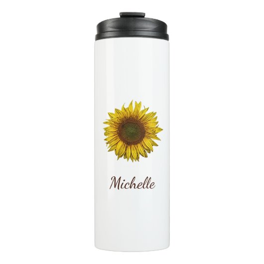 Sunflower Sunflower Rustic Botanical Boho Thermosbecher (Vorderseite)