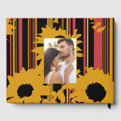 Sunflower Sunset Coral Gold Modern Wedding Gästebuch (Rückseite)