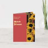 Sunflower Sunset Coral Gold Modern Wedding Karte (Vorderseite)