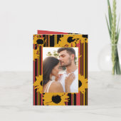 Sunflower Sunset Coral Gold Modern Wedding Karte (Rückseite)