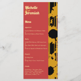 Sunflower Sunset Coral Gold Modern Wedding Menükarte