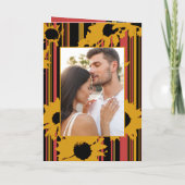 Sunflower Sunset Coral Gold Modern Wedding Photo Programm (Rückseite)