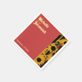 Sunflower Sunset Coral Modern Wedding Cocktail Serviette (Ecke)