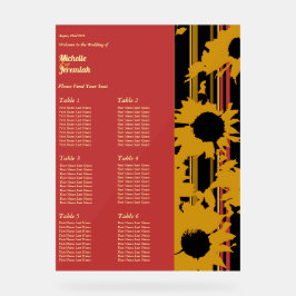 Sunflower Sunset Coral Modern Wedding Seat Chart Acrylschild