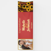 Sunflower Sunset Coral Wedding Congratulations Banner (Vertikal)