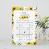 Sunflower Tea Party Bridal Gast Bingo (Stehend Vorderseite)