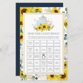 Sunflower Tea Party Bridal Gast Bingo (Vorne/Hinten)