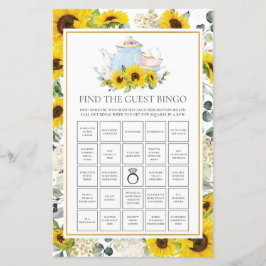Sunflower Tea Party Bridal Gast Bingo