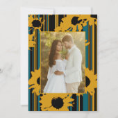 Sunflower Teal Blue Gold Modern Wedding Dankeskarte (Vorderseite)