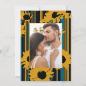 Sunflower Teal Blue Gold Modern Wedding Einladung (Rückseite)