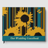 Sunflower Teal Blue Gold Modern Wedding Gästebuch (Vorderseite)