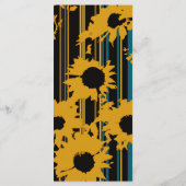Sunflower Teal Blue Gold Modern Wedding Menükarte (Rückseite)