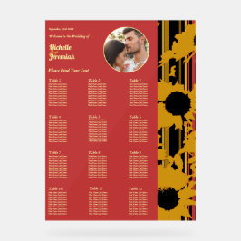 Sunflower Teal Blue Gold Modern Wedding Photo Acrylschild