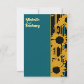 Sunflower Teal Blue Gold Modern Wedding RSVP Karte (Rückseite)