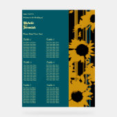 Sunflower Teal Blue Gold Modern Wedding Seat Chart Acrylschild (Vorderseite)