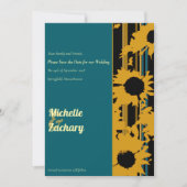 Sunflower Teal Blue Gold Wedding Photo Save The Date (Vorderseite)