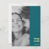 Sunflower Teal Blue Gold Wedding Photo Save The Date (Rückseite)