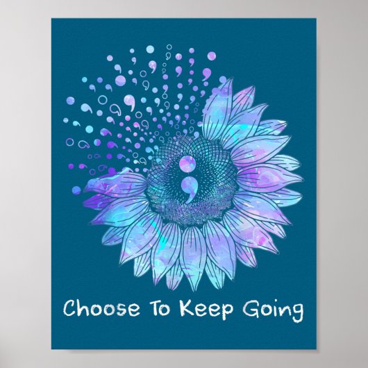 Sunflower Teal Purple Ribbon Suicide Prevention Aw Poster (Vorne)