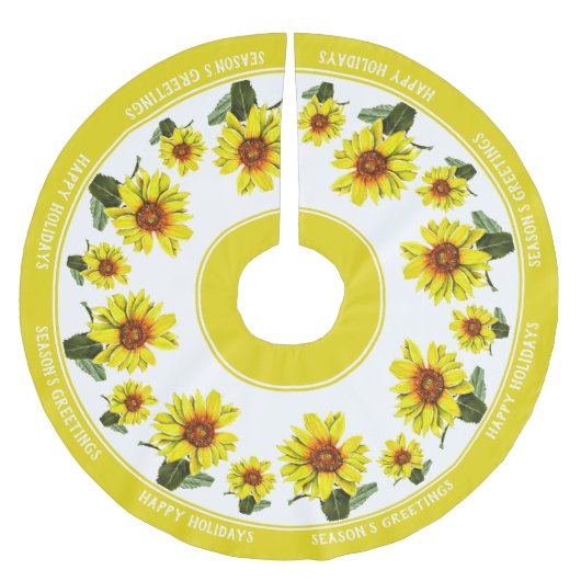Sunflower Tree Skirt Polyester Weihnachtsbaumdecke (Vorderseite)