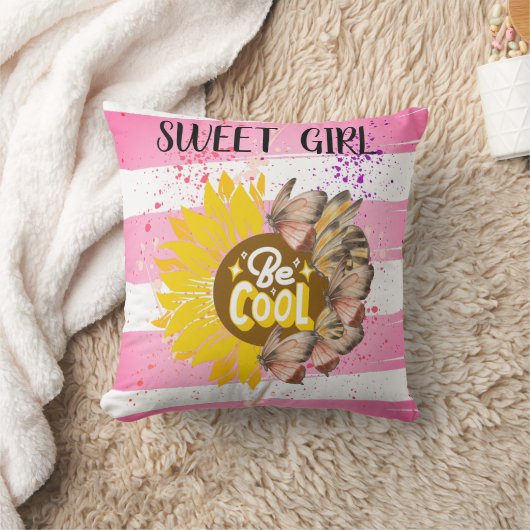 Sunflower trendy vibrant color paper art kissen (Decke)