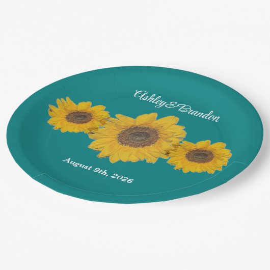 sunflower trio no3 for weddings pappteller (Schrägansicht)