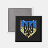 Sunflower Ukrainian Flag And Trysub Pocket Tee Flo Magnet (Vorderseite/Rückseite)