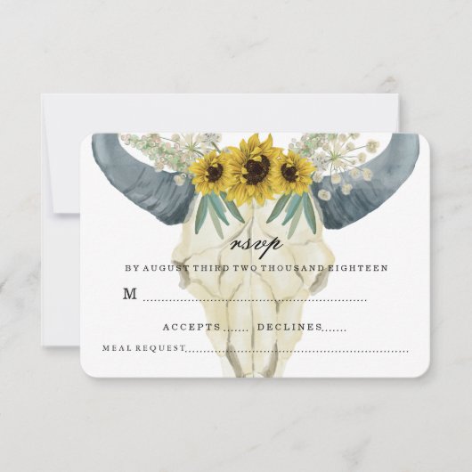 SUNFLOWER UND BULL WEDING RSVP (Vorderseite)