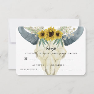 SUNFLOWER UND BULL WEDING RSVP KARTE