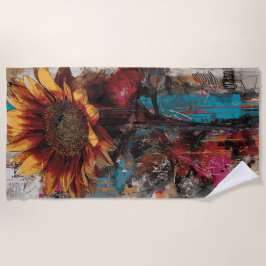 Sunflower Urban Street Art Illustration Strandtuch