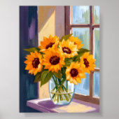 Sunflower Vase | Floral Yellow Bouquet Watercolor Poster (Vorne)